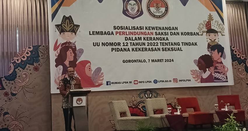 LPSK saat menggelar sosialisasi tentang tindak pidana kekerasan seksual di Hotel Aston Gorontalo, Kamis (07/03/2024).(Foto : Kharisma Aulia untuk HARGO).